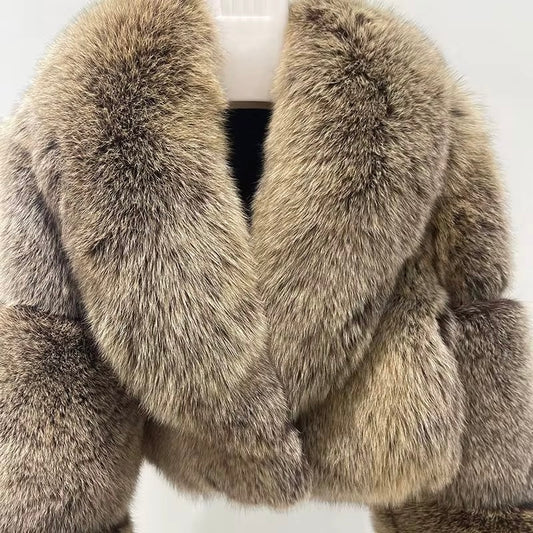 Caramel fox fur coat