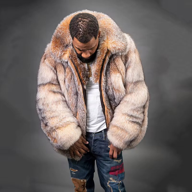 Mens fox fur coat