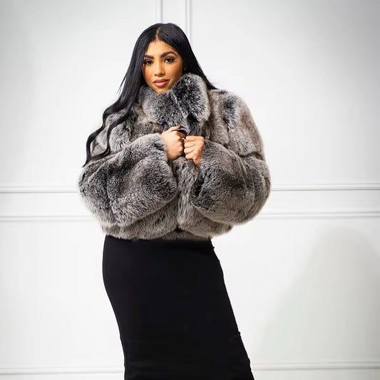 Fox fur silver coat