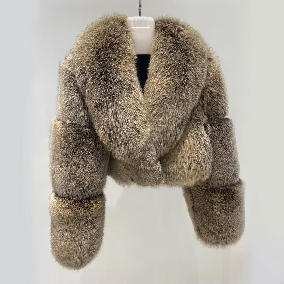 Caramel fox fur coat