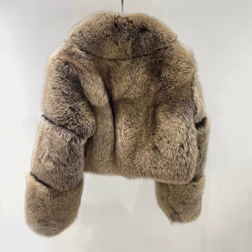 Caramel fox fur coat