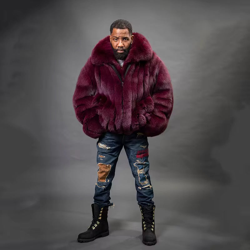 Mens fox fur coat