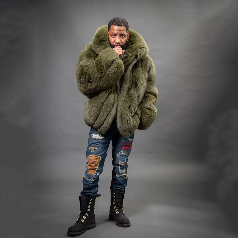 Mens fox fur coat