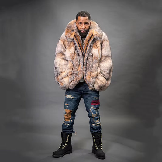 Mens fox fur coat