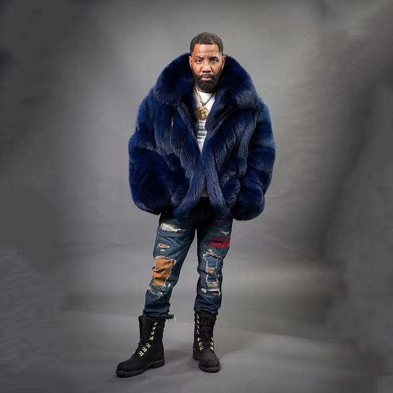 Mens fox fur coat