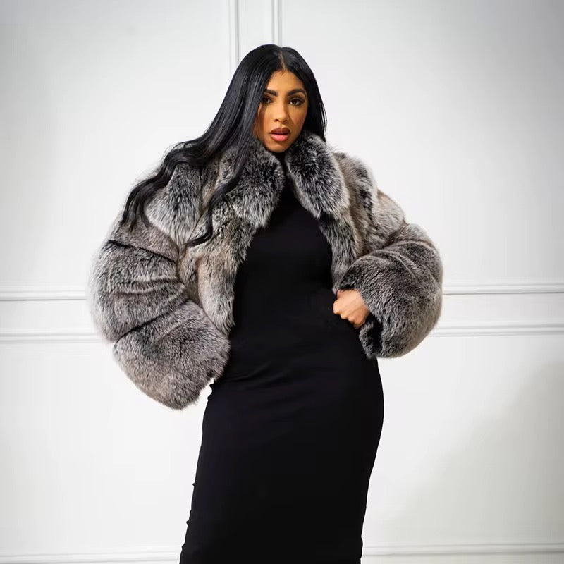Fox fur silver coat
