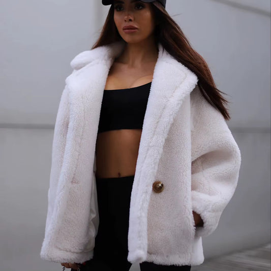 Natural wool fur coat