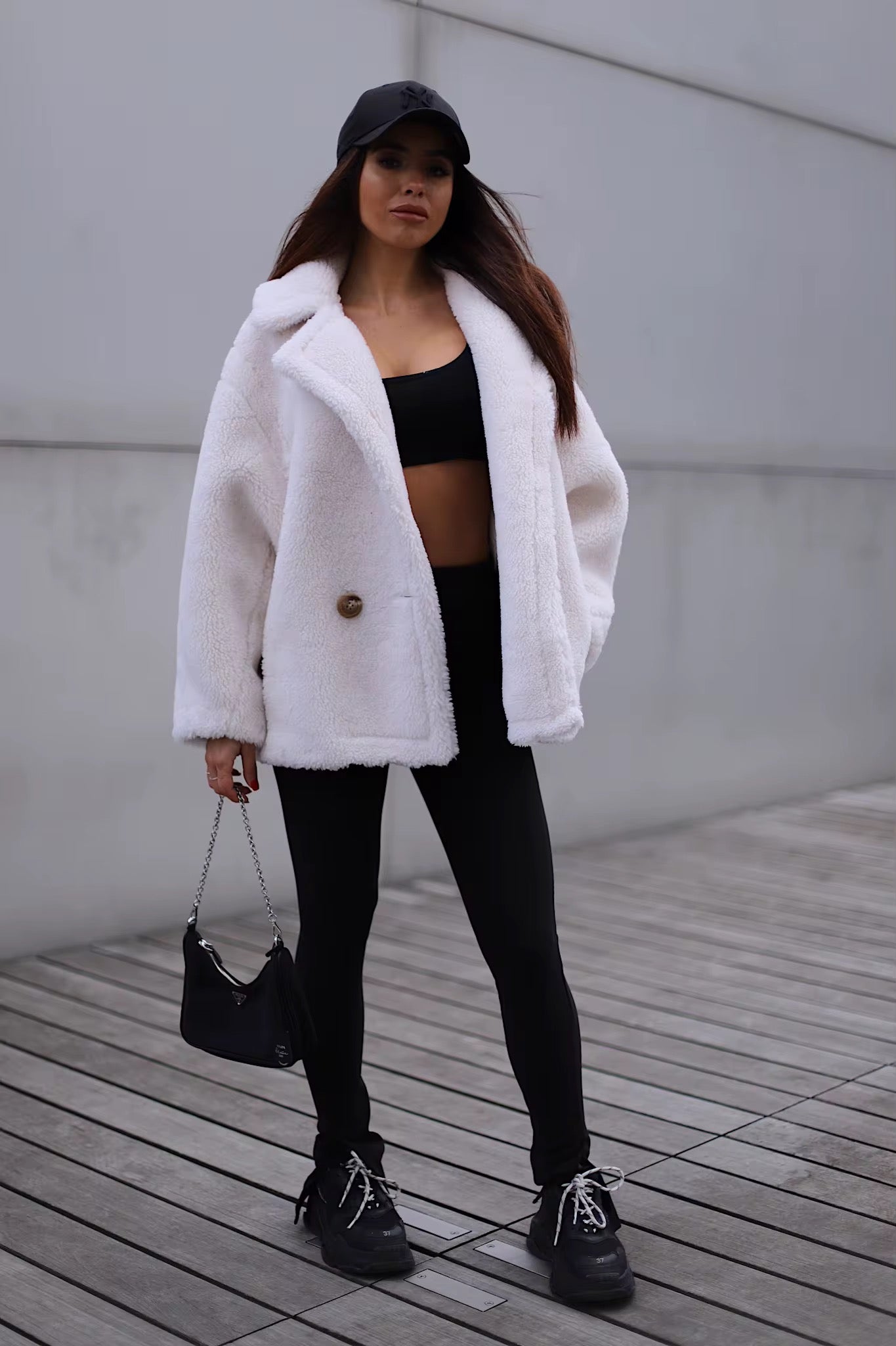 Natural wool fur coat